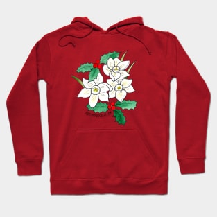 December Birth Flower - Narcissus and holly Hoodie